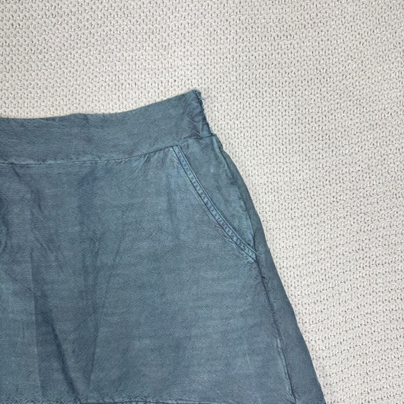 Pilco Anthropologie Amora Skirt XS Petite Ruffled High Low Distressed Green Gray - Picture 4 of 13